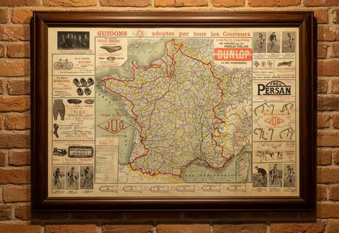 1911 Tour de France Map Poster