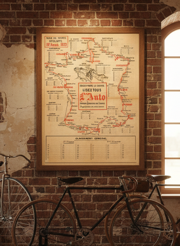 1922 Tour de France Map Poster