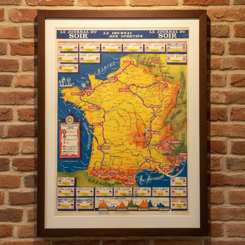 1950 Tour de France Map Poster Fan