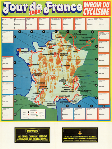 1980 Tour de France Map Poster