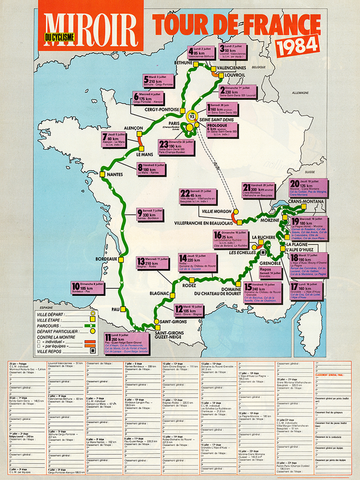 1984 Tour de France Map Poster
