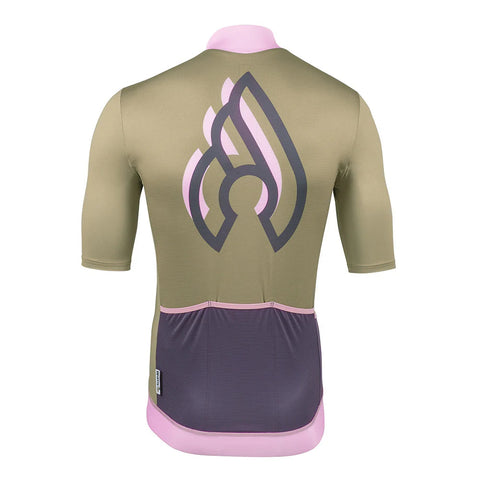 Cinelli Tempo Men's Cycling Jersey (Olive/Pink)