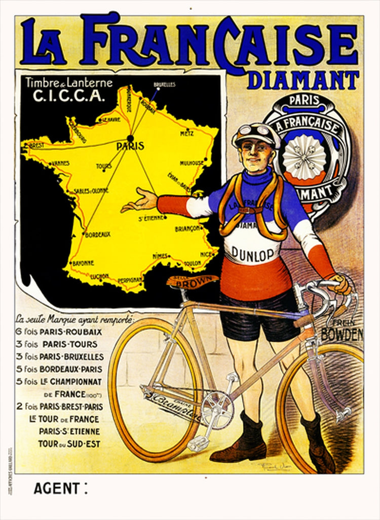 Vintage Style Paris Tour De France Cycling Poster - A3 Size Art Print