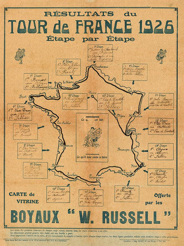 1926 Tour de France Map Poster