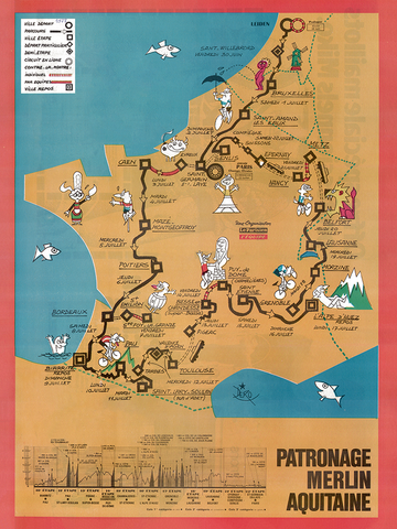 1978 Patronage Merlin Aquitaine Tour de France Map Poster