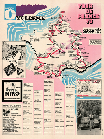 1973 Tour de France Map Poster