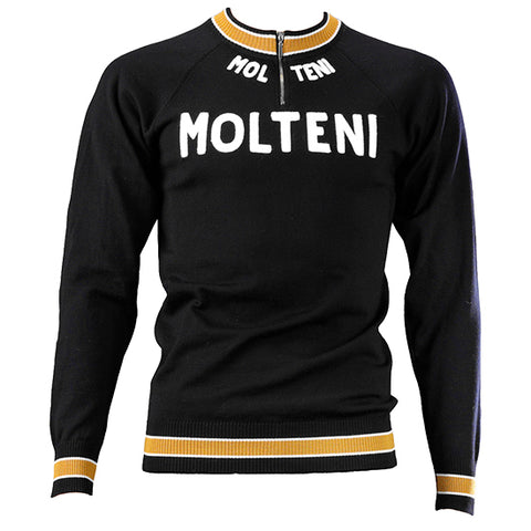 Black Molteni Merino Wool Vintage Track Top - MOLTENI CYCLING
